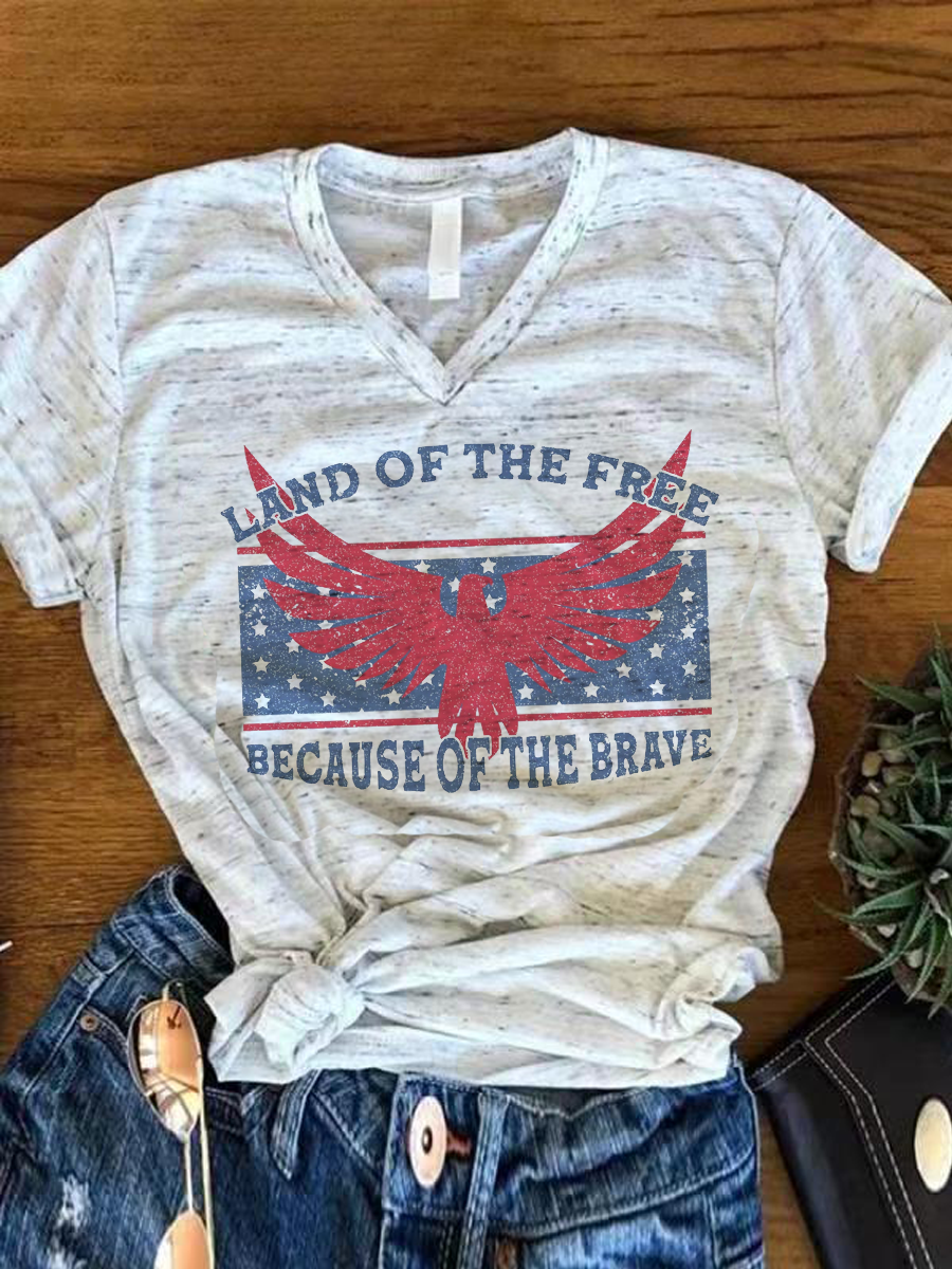 Land of The Free Because of The Brave V-neck T-shirt