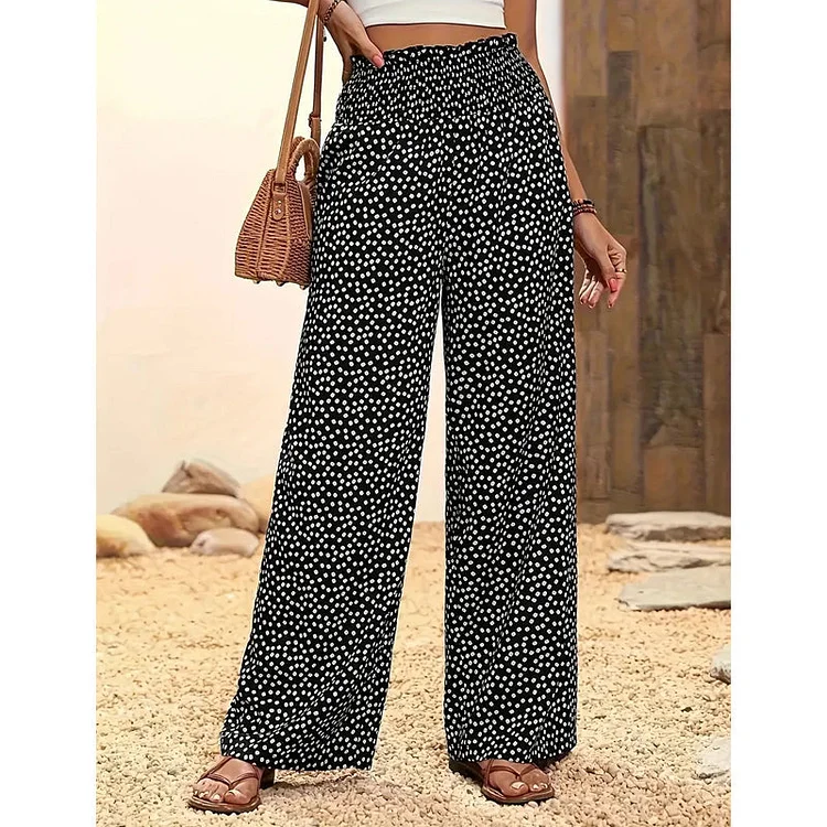 👖⏰ 50% RABATT nur f&uuml;r kurze Zeit! Damen-Hose mit gerafftem Hohem Bund & Weitem Bein &ndash; Leicht, vielseitig & eleganter Oversize-Style 🌿