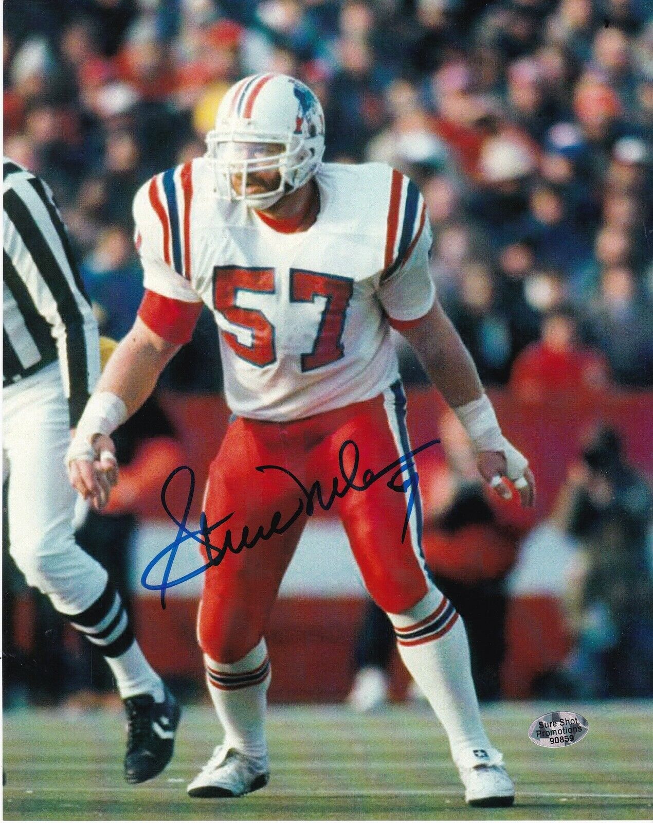 STEVE NELSON NEW ENGLAND PATRIOTS ACTION SIGNED 8x10