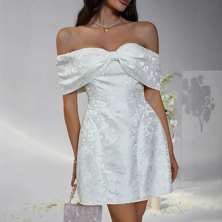 Women's Party Evening Dress Bow Socialite Style Tube Top Dress