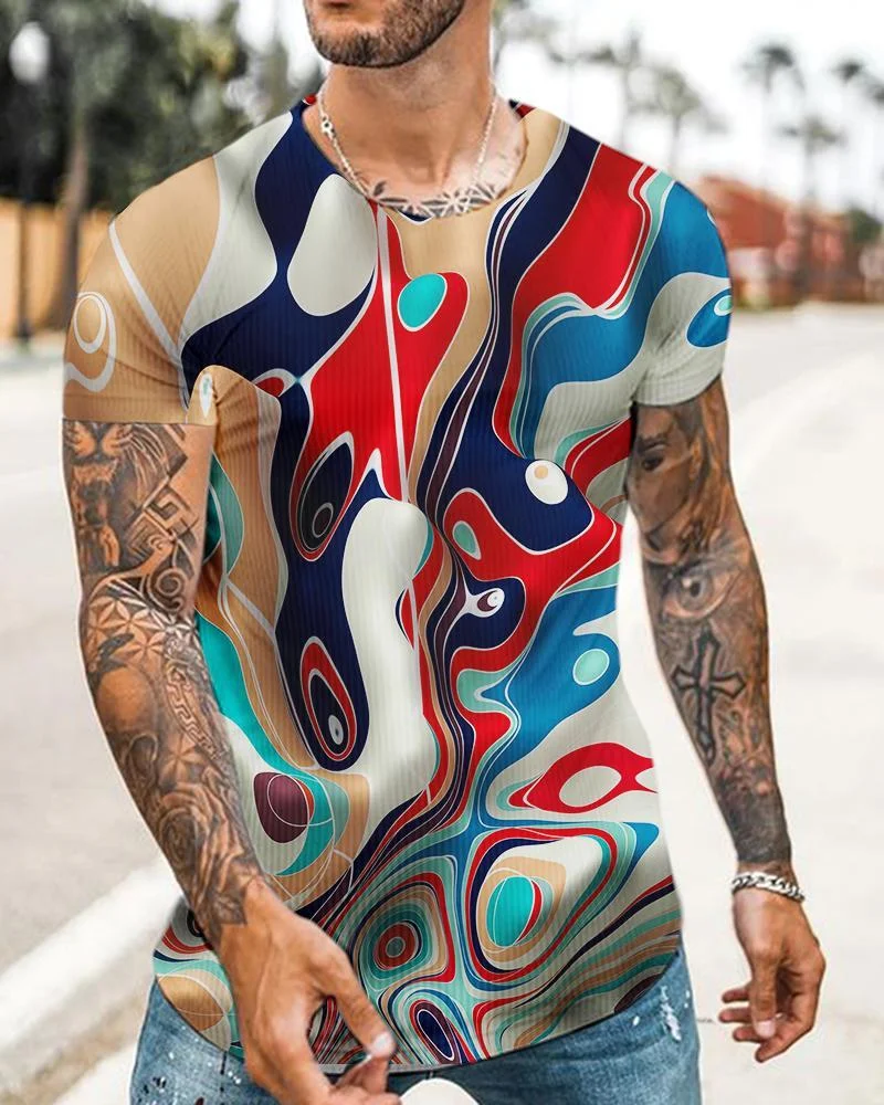 Men's Sport Multicolor Printed T-shirt