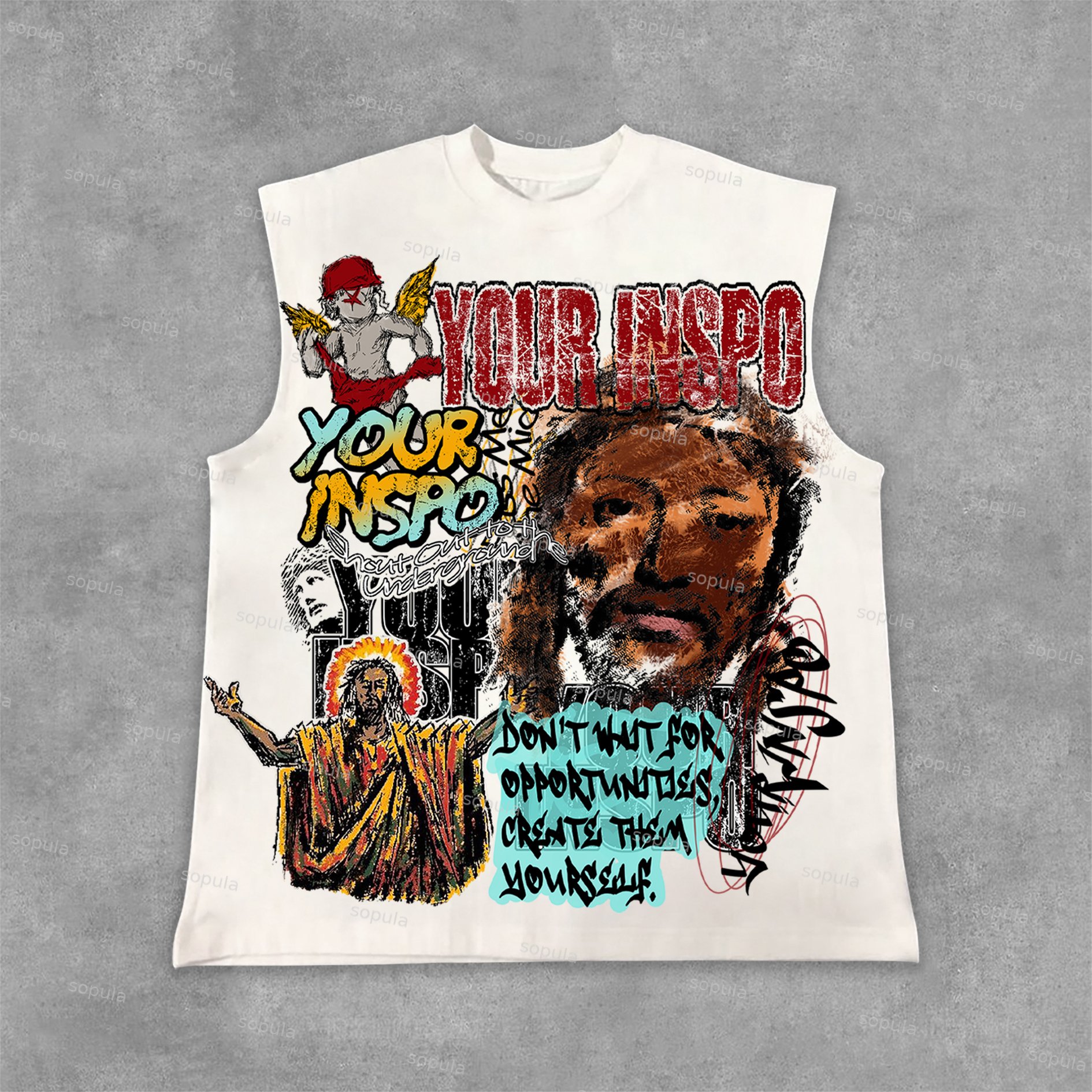 Sopula Your Inspo Graffiti Graphic Print Cotton Tank Top - SOPULA