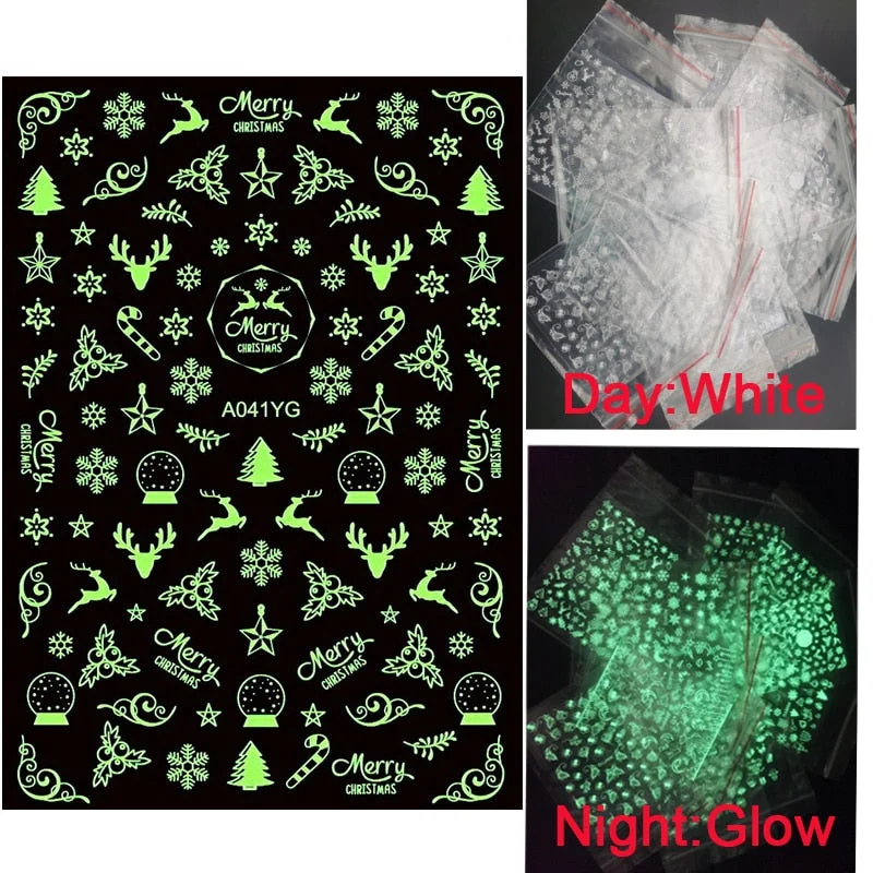 Colorful Night Lights 3D Snowflake Design Transfer Nails Art Sticker Lady Women Manicure Tools Nail Decoration Decals Adhesive