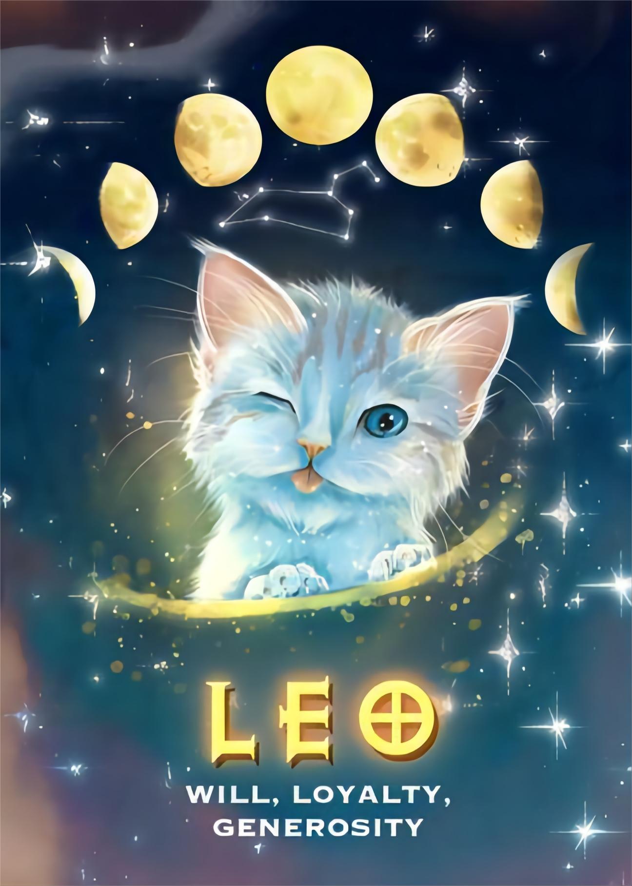 Cosmic Leo Zodiac Cat 40*50CM(Canvas) Full Round Drill Diamond Painting gbfke