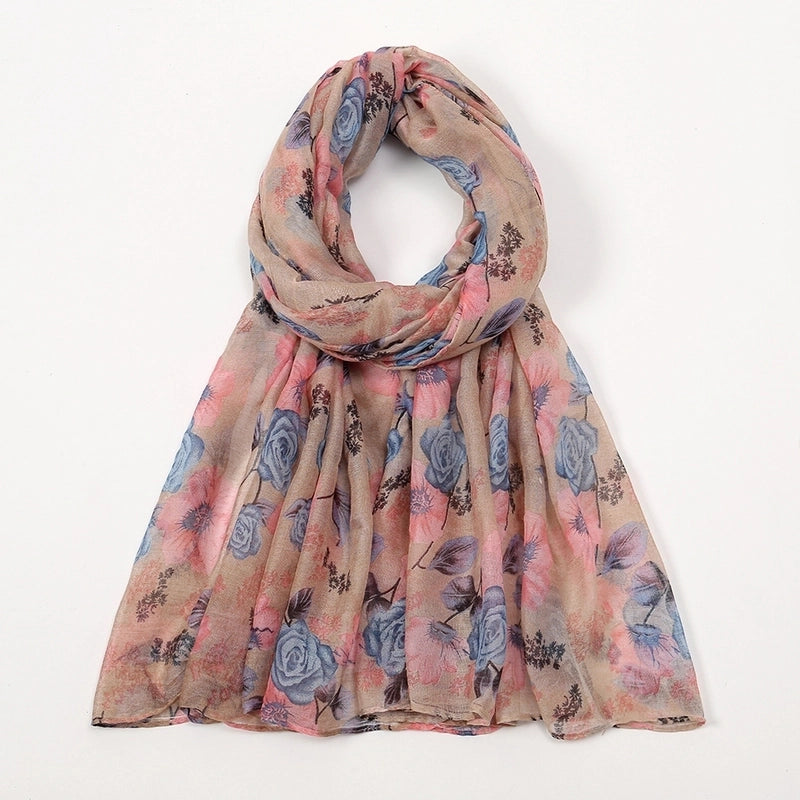 Women’s Retro Lady Printing Rose Rayon Polyester Printing And Dyeing Printing Dyeing Scarf Shawl Hijab