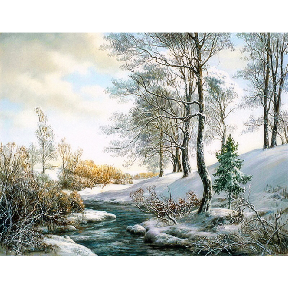 

Glacial Lake - 11CT Stamped Cross Stitch - 50*40CM, 501 Original