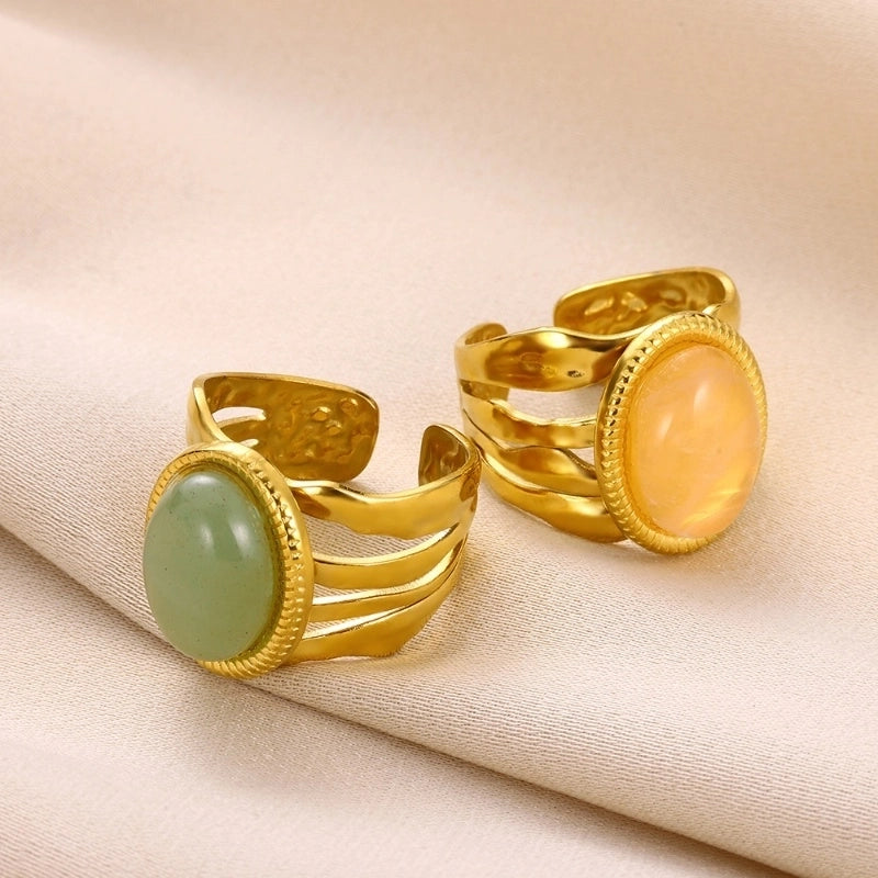 IG Style Elegant Classical Geometric 304 Stainless Steel Howlite Open Rings In Bulk