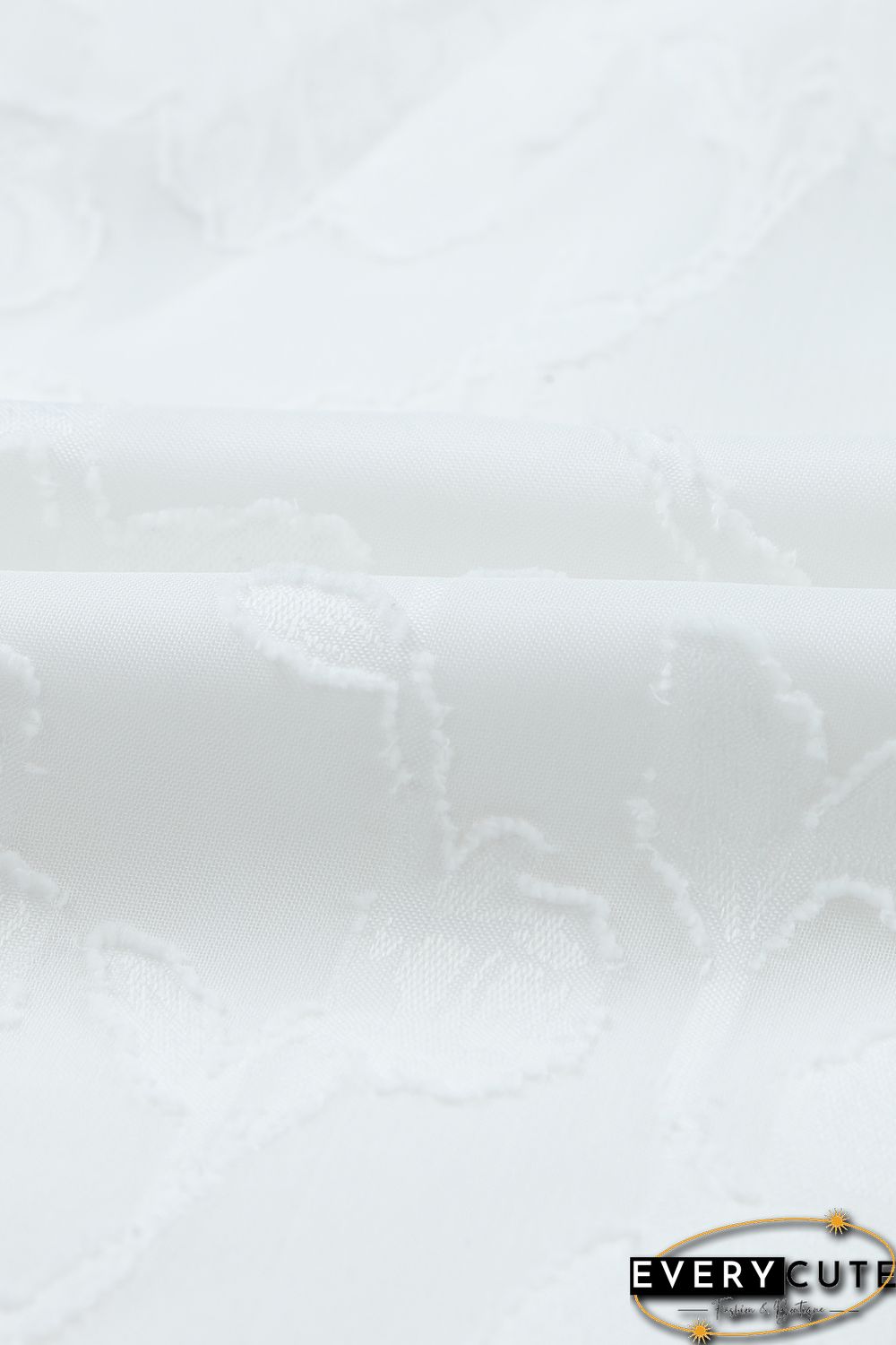 White Lush Printed Balloon Sleeve Ruched Chiffon Top