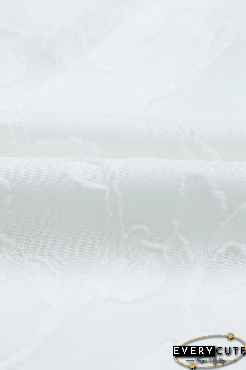 White Lush Printed Balloon Sleeve Ruched Chiffon Top