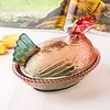 Hen Nest Glass Dish with Lid Crystal Glass Candy Jar Thicken Hen-Shaped Fruit Bowl Vintage Dessert Snack Plate for Home Decoration