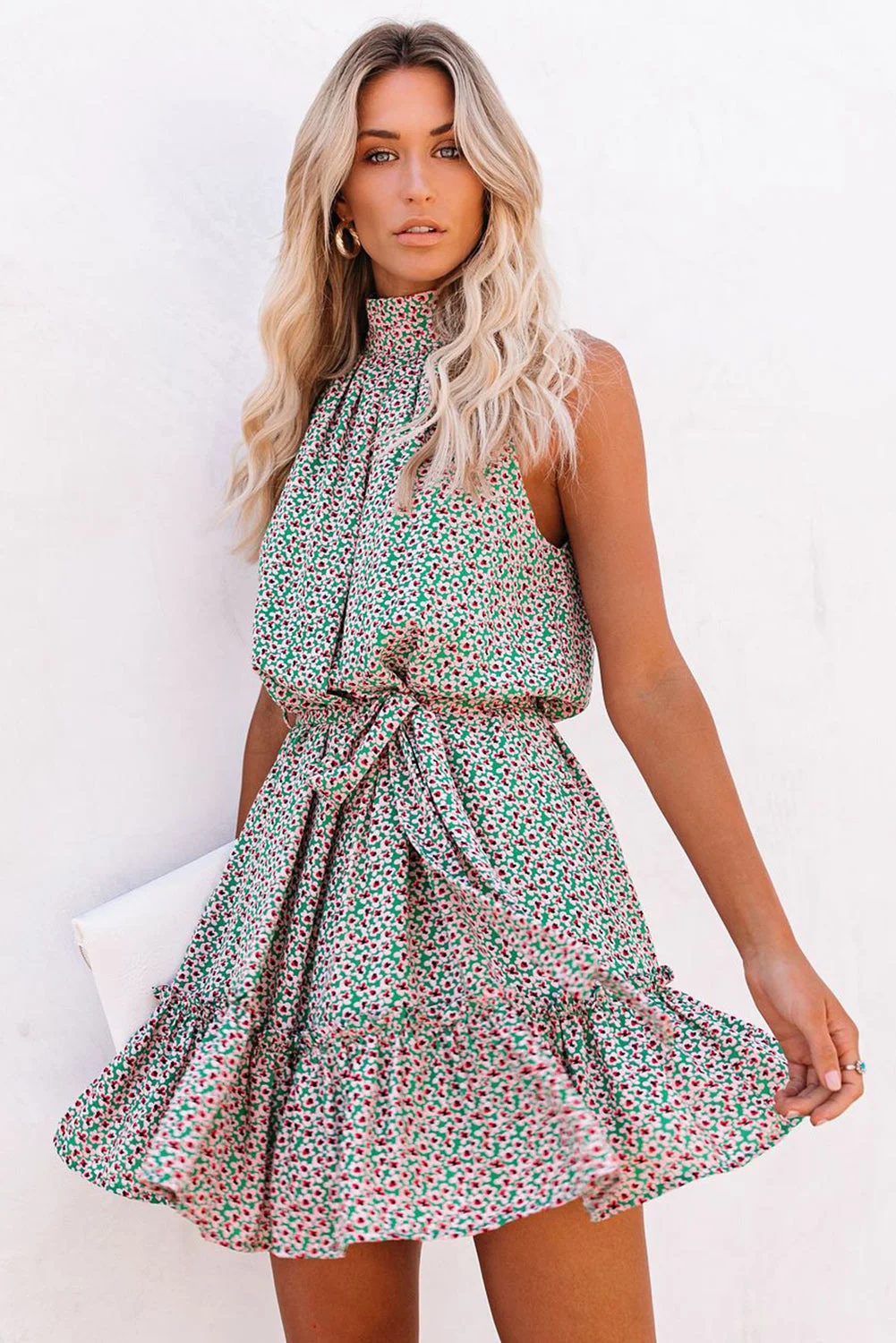 Buzzdaisy Halter Sleeveless Floral Mini Dress