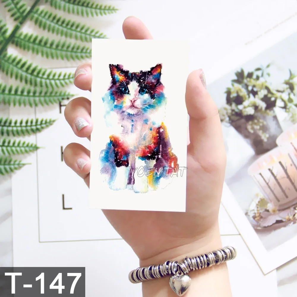 Waterproof Temporary Tattoo Sticker Cute Watercolor Cartoon Design Children Lamp Water Transfer Tatto Marine Man Girl Fake Tatoo
