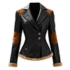 Women's Vintage Lapel Leather Jacket Coat Top by Inlyline