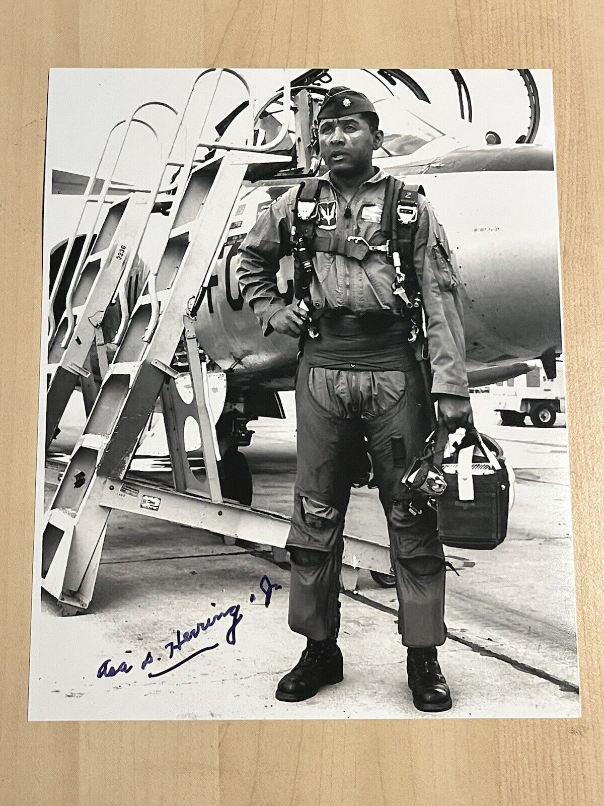 ASA D HERRING HAND SIGNED 8x10 Photo Poster painting TUSKEGEE AIRMEN PILOT LEGEND RARE COA