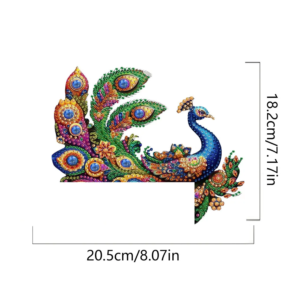 Peacock 2D Flat Diamond Painting Door Corner Sign DIY Door Frame Decoration
