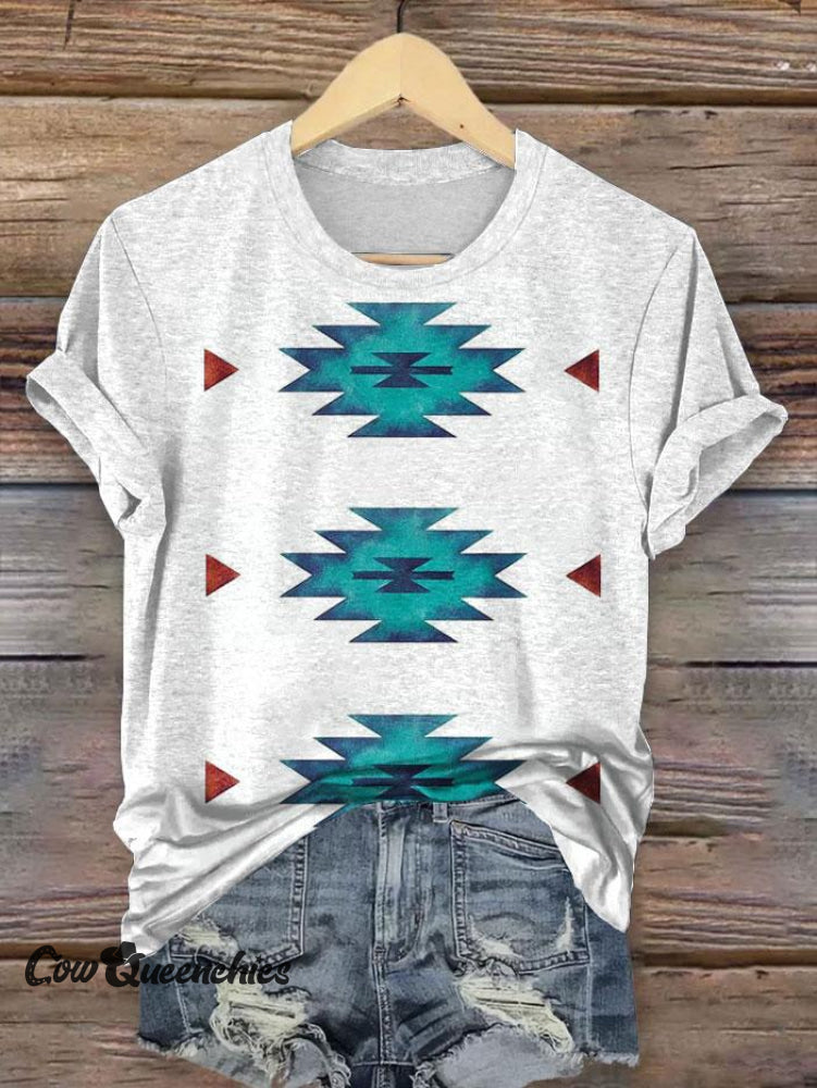 Vintage Western Print T-Shirt Multicolor / S