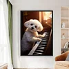 (Big Size)Puppy Playing Piano - 11CT Stamped Cross Stitch - 40*60cm - Dog