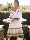 Bohemia Deep V-Neck Embroidered Maxi Dresses