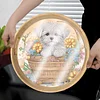 DIY Round Wooden Dog Diamond Decorative Serving Tray with Handle for Home Decor