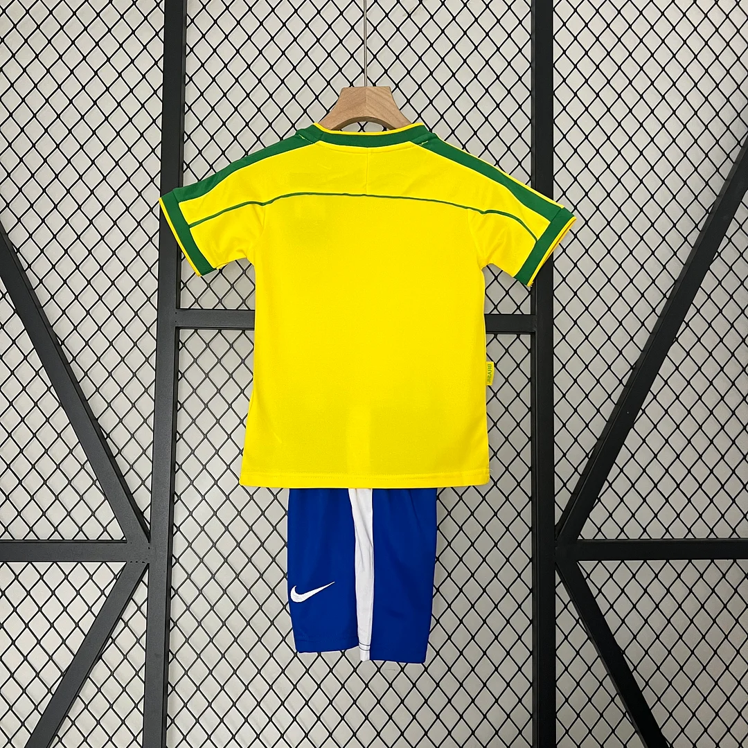 1998 Retro Brazil Home Kids Kit Football jersey Thai Quality