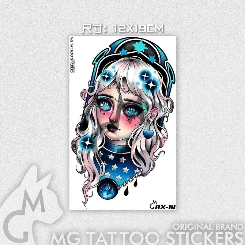 Japanese Dark Comics Evil Kawakami Tomie Double-sided Girl Waterproof Temporary Fake Tattoo Sticker Sleeve Anime Tattoo