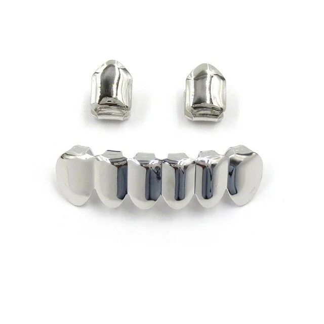 18K Gold Plated Hip Hop Grillz Top&Bottom Set-VESSFUL