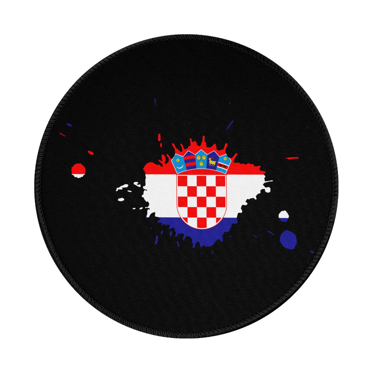 Croatia Ink Spatter Non-Slip Rubber Round Mouse Pad