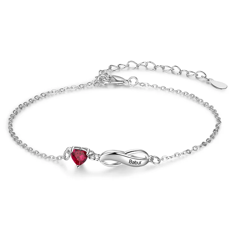 Infinity Bracelet Ruby July Birthstone Bracelet Birthday Gift for Women