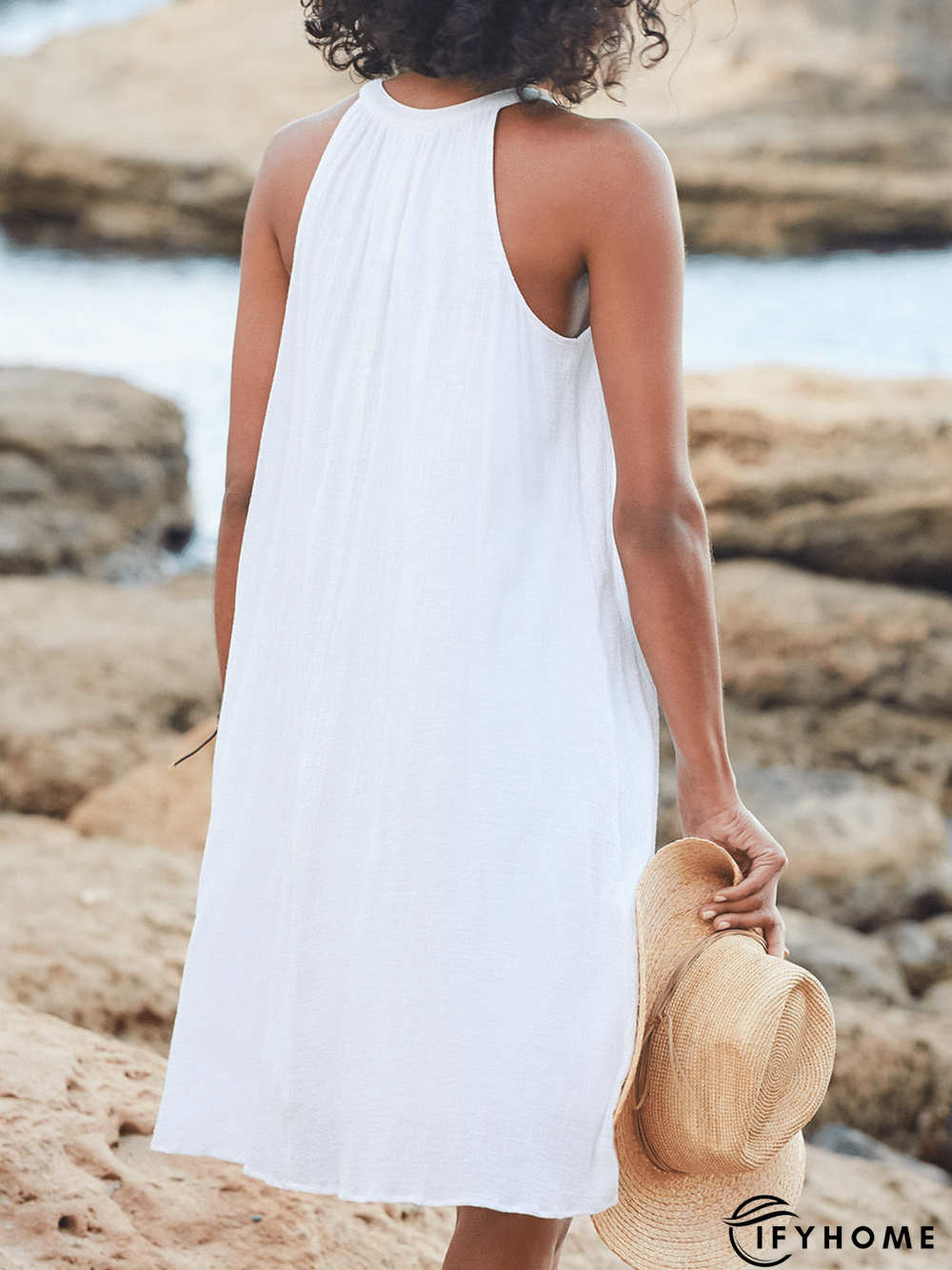 Solid Sleeveless Casual Weaving Dress | IFYHOME