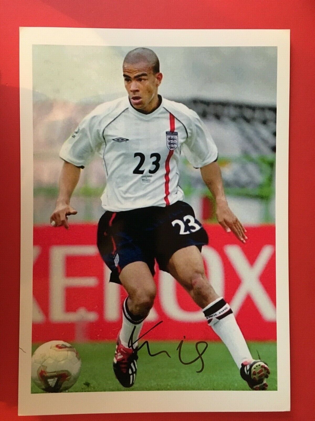 KIERON DYER - ENGLAND INTERNATIONAL FOOTBALLER - SIGNED COLOUR ACTION Photo Poster painting