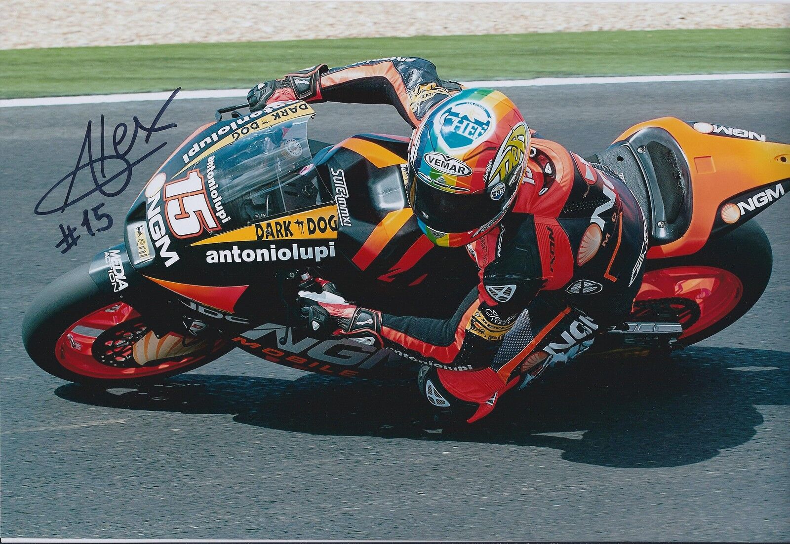 Alex De ANGELIS SIGNED NGM ITALY MOTO GP Autograph 12x8 Photo Poster painting MOTO2 AFTAL COA