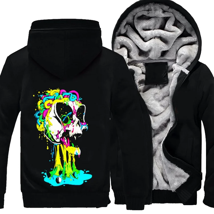 Skull Invaded By Alien Creatures, Halloween Fleece Jacket