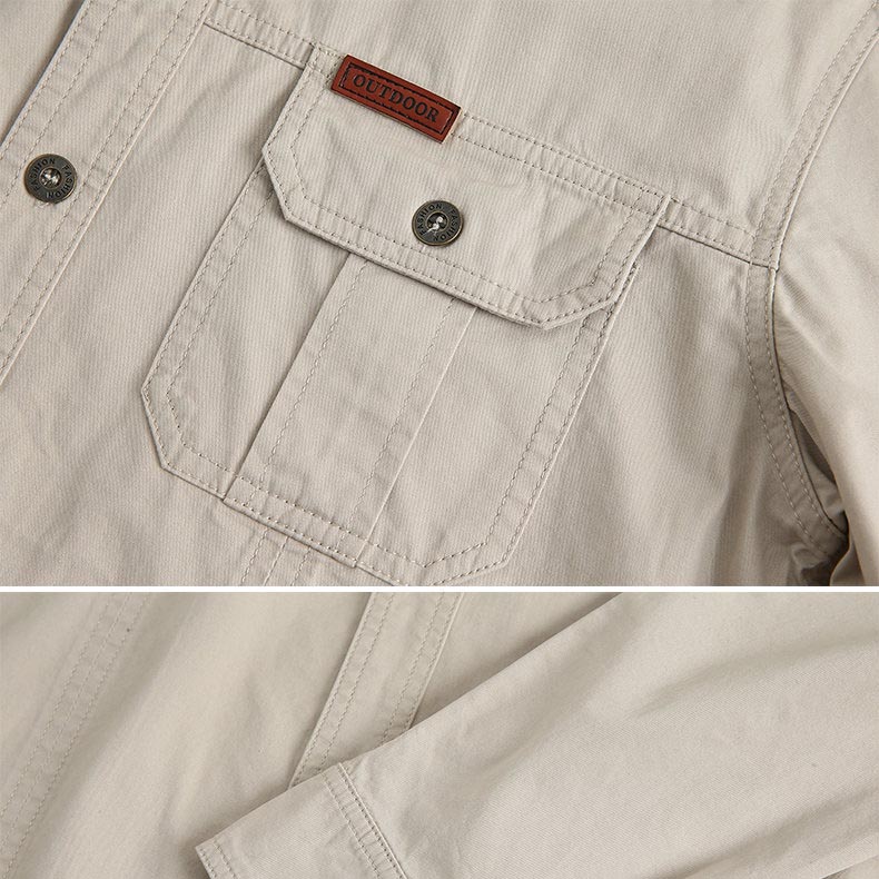 Men's Vintage Outdoor Workwear Pocket Long Sleeve Lapel Utility Shirt