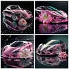 4pcs Diamond Painting -DIY Round Drill Pink Roadster