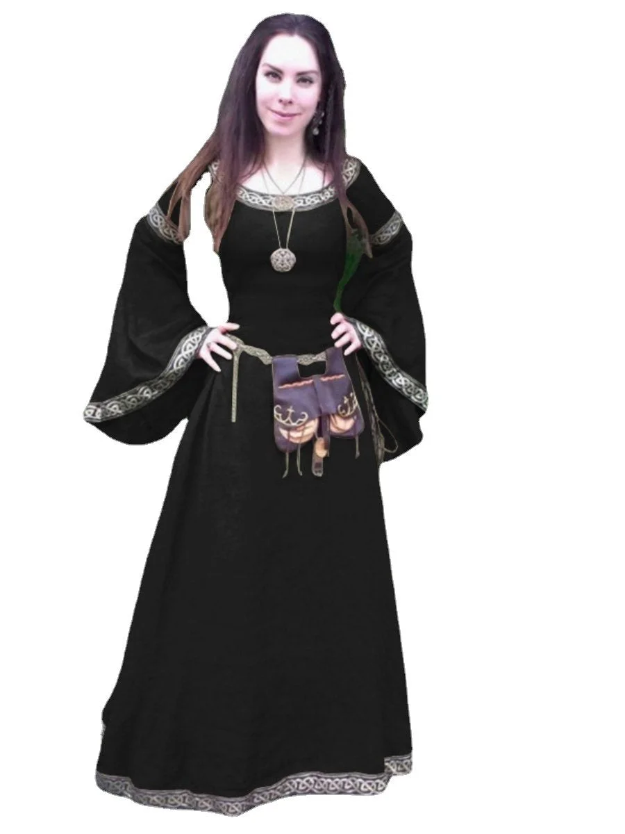 Halloween Medieval Dress Long Sleeve O-Neck Cosplay Victorian Costume