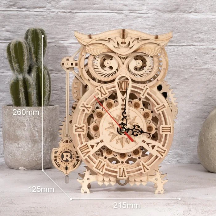 ROKR New Arrival Owl Clock LK503 Wooden Mechanical Timer
