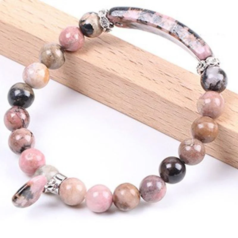 Natural Quartz Love Heart Healing Beads Bracelet