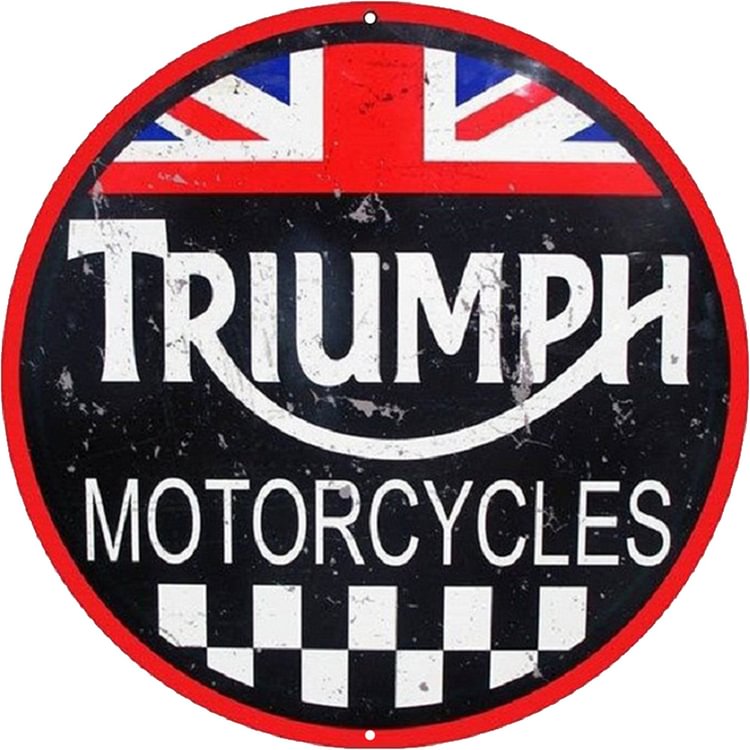 Triumph Motorcycles - Round Vintage Tin Signs/Wooden Signs - 11.8x11.8in