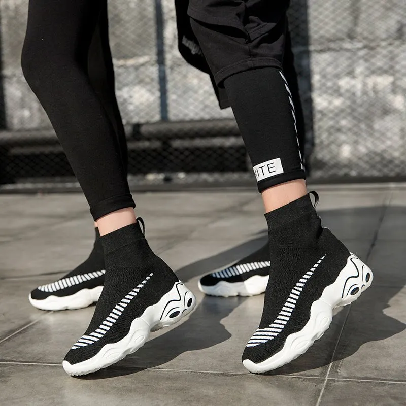 MWY Fashion Vulcanized Shoes Ankle Socks Shoes Women Comfortable Casual Trainers Black Platform Sneakers Unisex Zapatos De Mujer