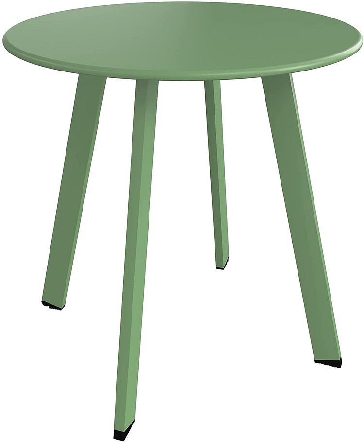 Steel Patio Side Table, Weather Resistant Outdoor Round End Table (Sage Green)