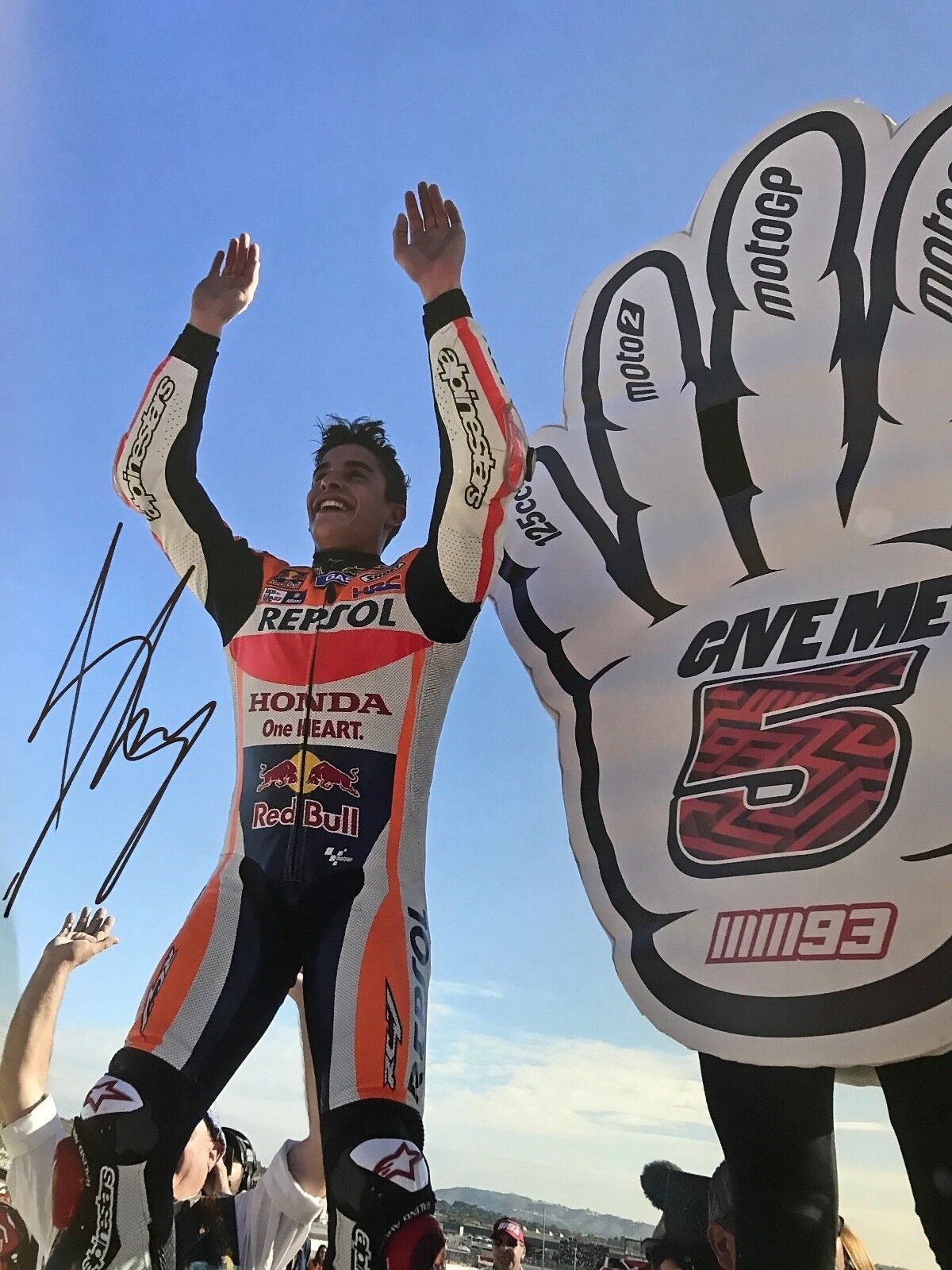 MARC MARQUEZ HAND SIGNED REPSOL HONDA MOTOGP 16X12 Photo Poster painting PROOF 2.