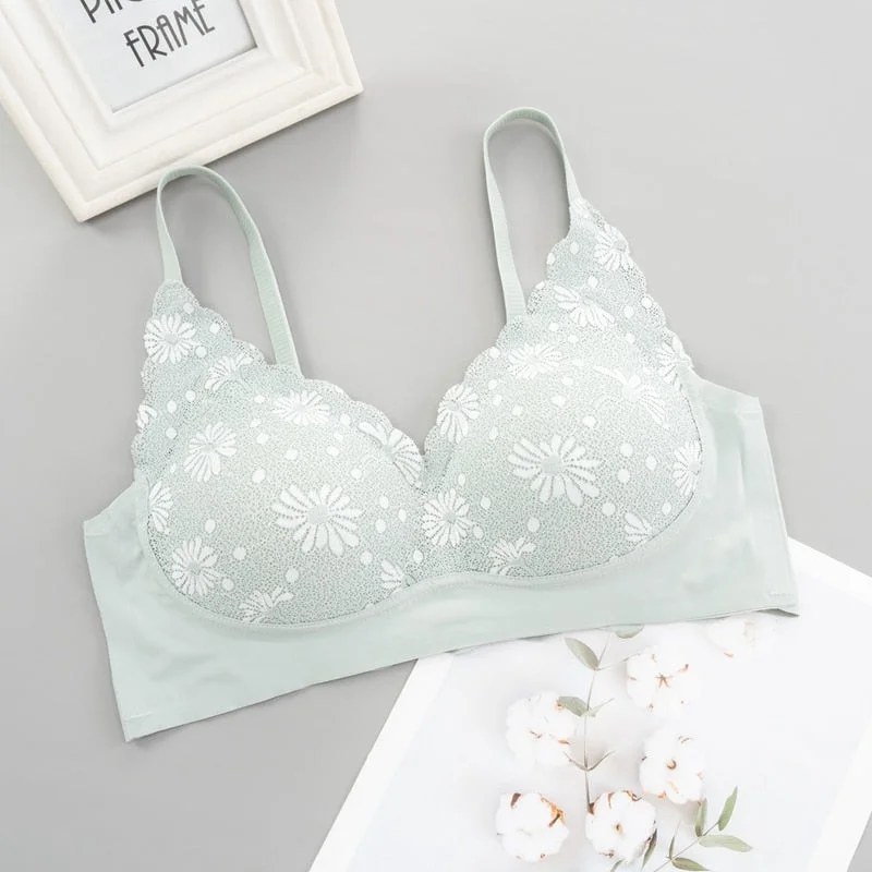 Seamless Underwear Full Wing Lace Latex Seperate Cup Sexy Beauty Back NO Steel Ring Soft Comfortable Vest One-piece Bra