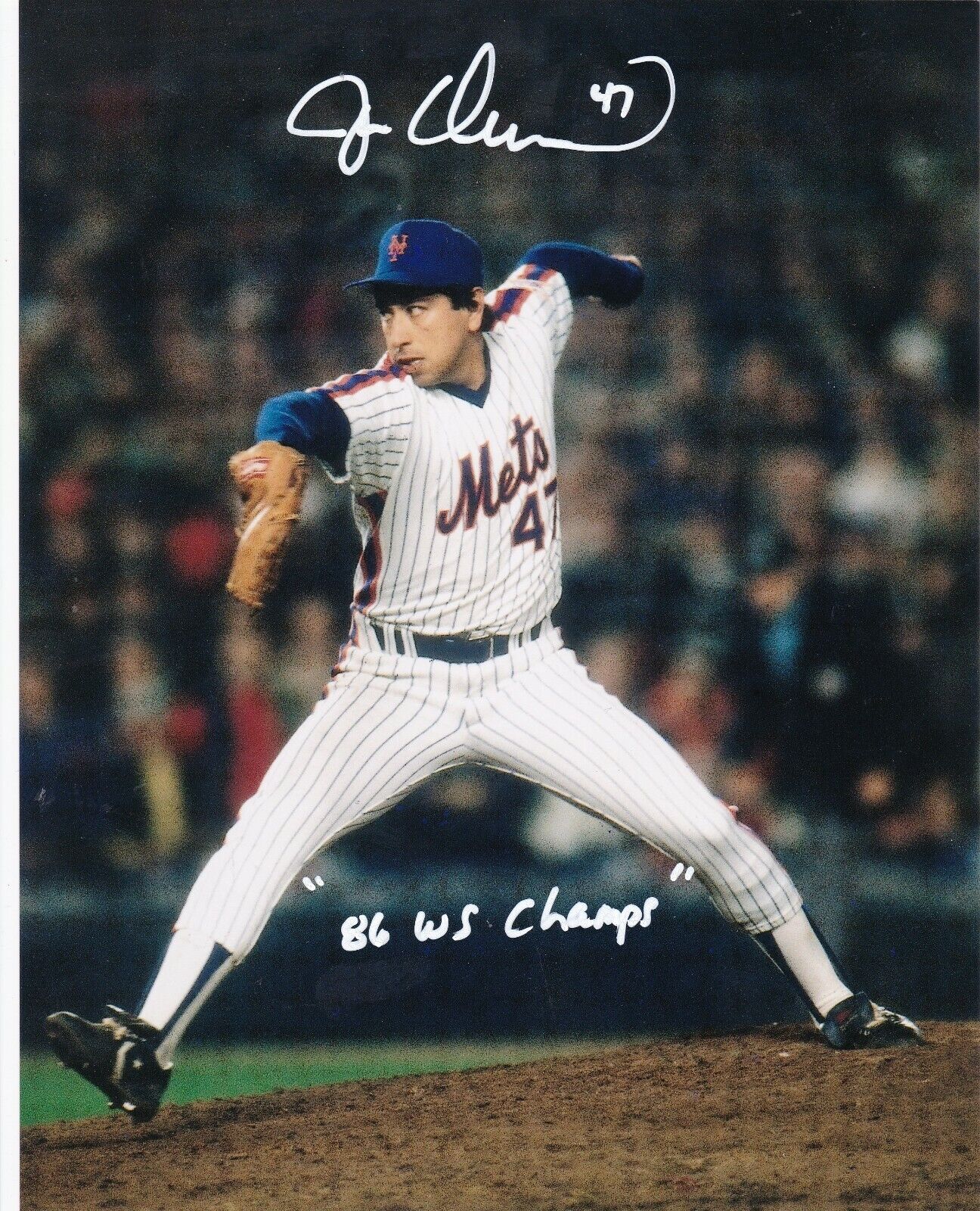 JESSE OROSCO NEW YORK METS 86 WS CHAMPS ACTION SIGNED 8x10