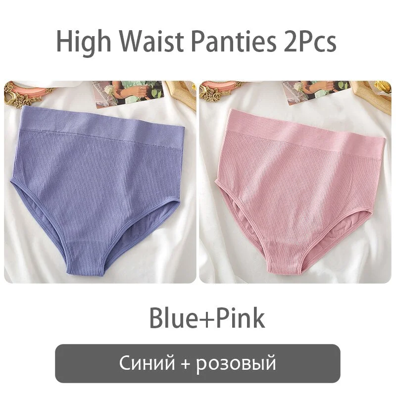 FINETOO Women High Waist Panties 2Pcs/set Seamless Shaper Underpants S-XL Girl Underwear Ladies Control Tummy Panty Lingerie New