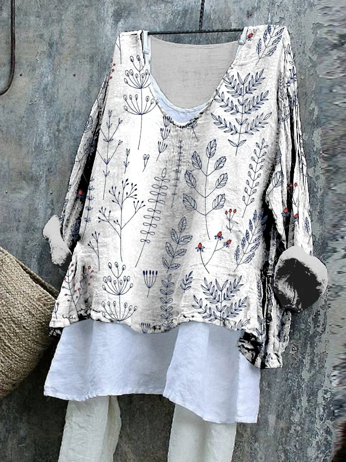 Women's Retro Floral Print Top 