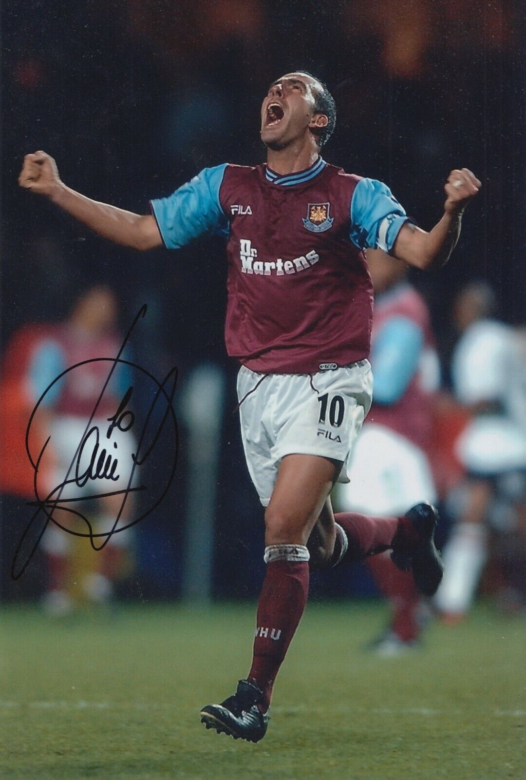 PAOLO DI CANIO HAND SIGNED 12X8 Photo Poster painting WEST HAM UNITED FOOTBALL AUTOGRAPH