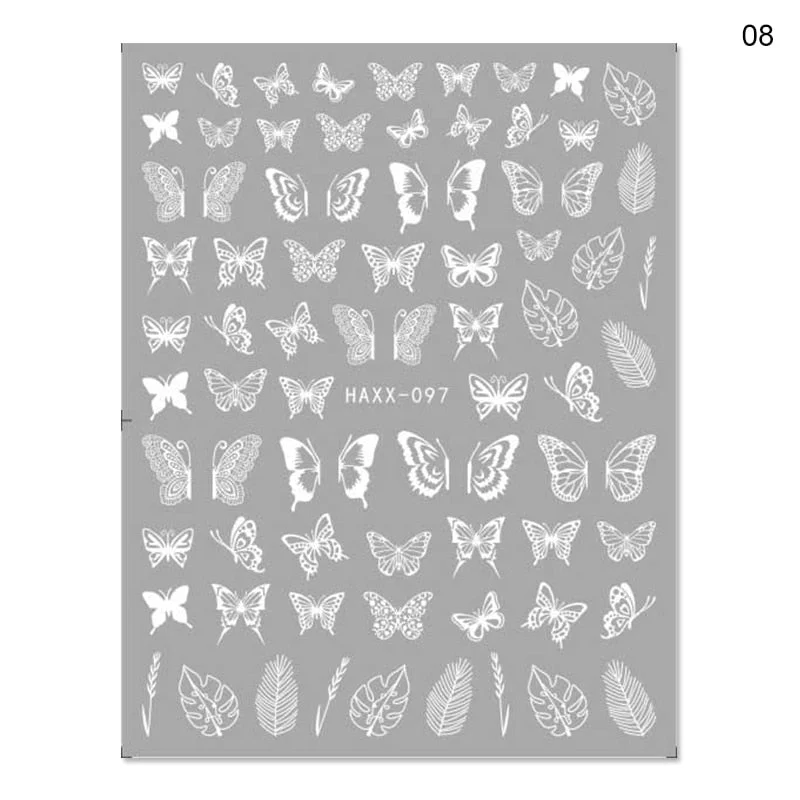 Butterfly Geometric Design 3D Nail Sticker Fruit Transfer Decals Adhensive Slider Wraps Decoration Nail Art DIY Accessories
