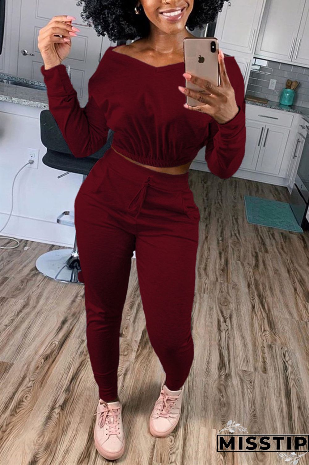 Dark Gray Casual Street Sportswear Living Blends Patchwork Solid Patchwork Pocket Pullovers Pants V Neck Long Sleeve Regular Sleeve Short Two Pieces