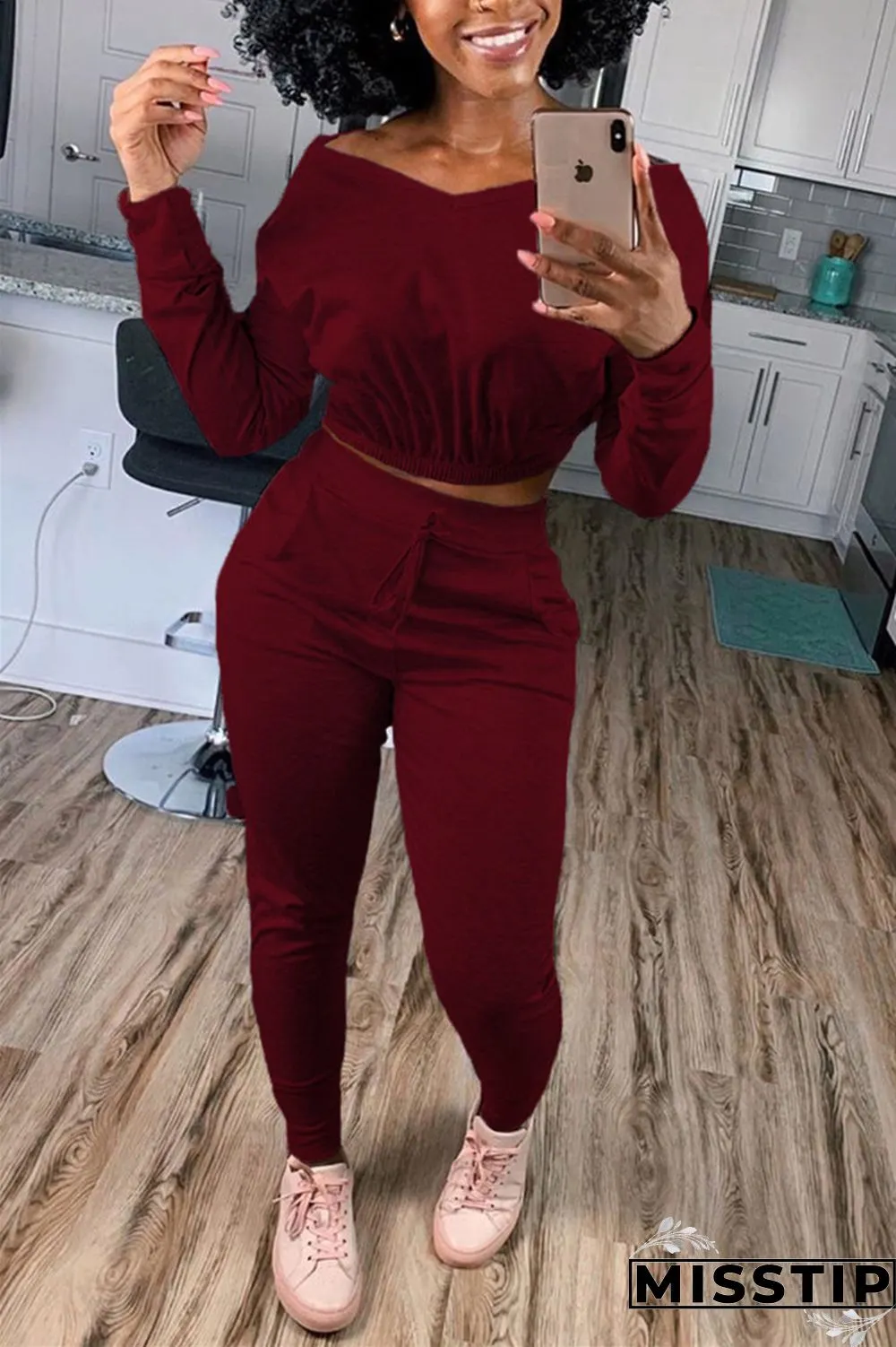 Dark Gray Casual Street Sportswear Living Blends Patchwork Solid Patchwork Pocket Pullovers Pants V Neck Long Sleeve Regular Sleeve Short Two Pieces