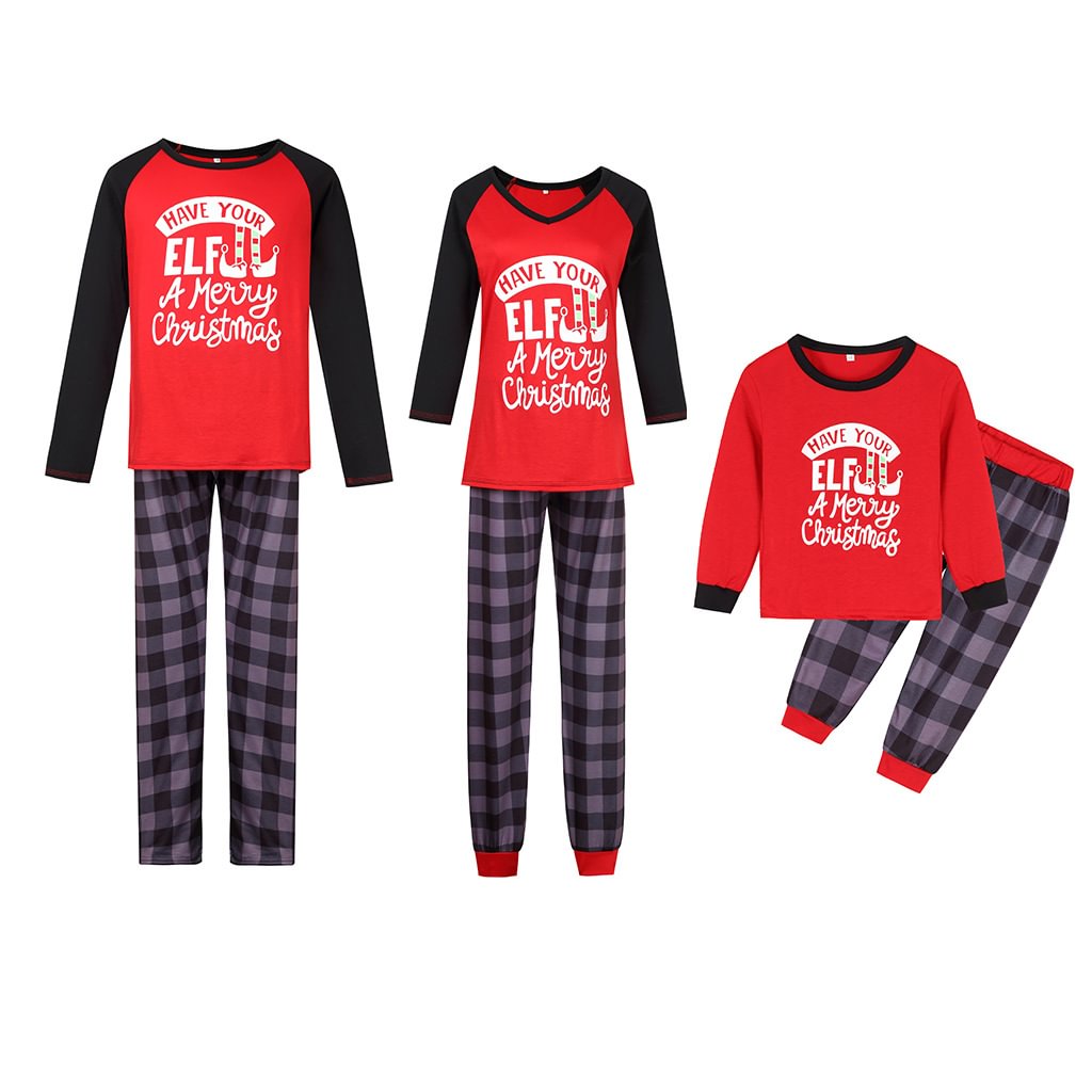 Christmas Matching Family Pajamas Lovely Letters Print Sleepwear Set-Pajamasbuy